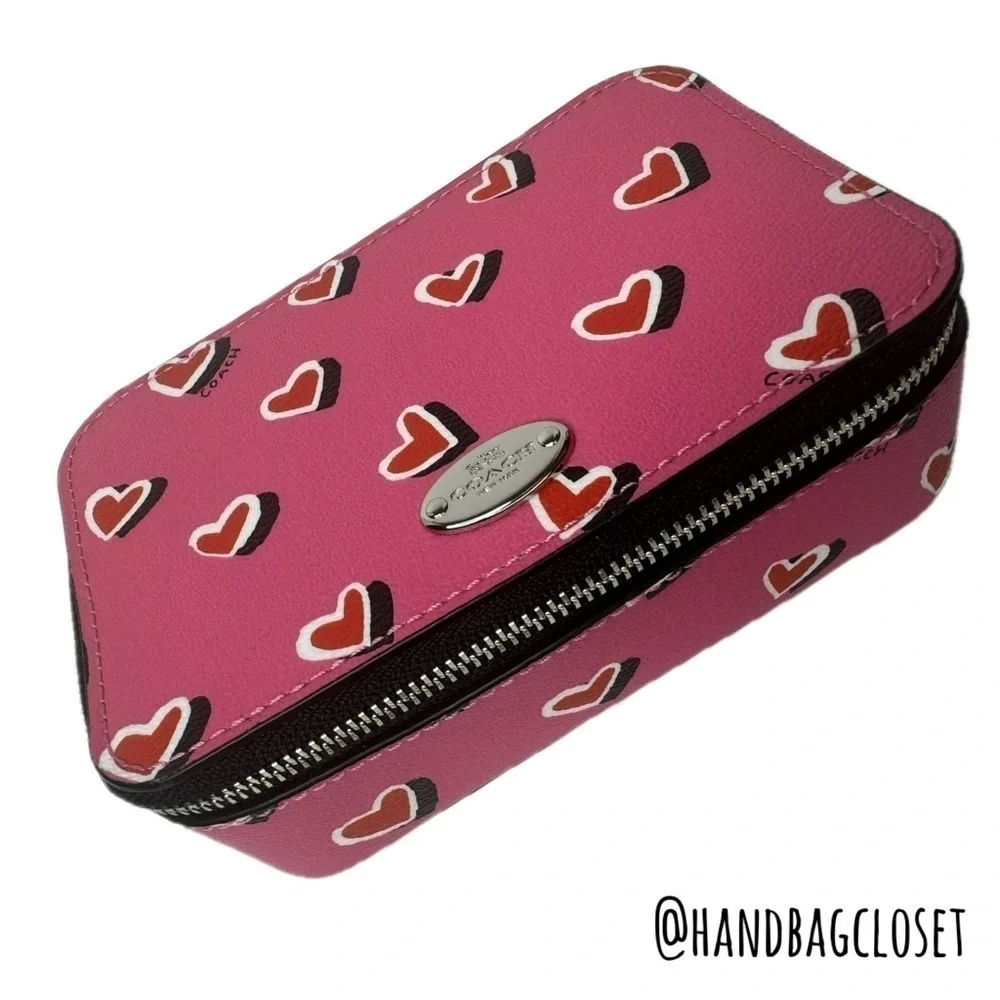 Coach Y2K Heart Travel Jewelry Box Signature Vintage 60990 Hearts